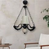Dede Tekli Riga Avize Zincirli Siyah Krem Çini Krem Şapka 30x60 cm
