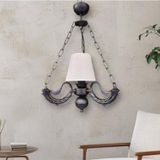 Dede Tekli Riga Avize Zincirli Siyah Krem Rengi Şapkalı 30x60 cm