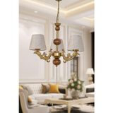 Dede Üç Kollu Ahşaplı Eskitme Sava Zamak Avize Sütlü Kahve Rengi Şapkalı 20x65 cm