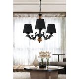 Dede Üç Kollu Ahşaplı Siyah Sava Zamak Avize Siyah Şapkalı 20x65 cm
