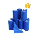 Dedeks 12 Adet Kendinden Yapışkanlı Elastik Koban Bandaj-kendine Yapışan Coban Mavi Renkli 10 Cm X 4,5 Metr