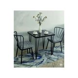dedeler dekor Metal Ayaklı 60x70cm (TEK MASA)Balkon Masası- Çalışma Masası -kafe masası SİYAH MERMER 60X70