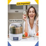 Deductly Çok Amaçlı 360° Dönebilen 6 Bölmeli Gıda Ve Kuru Bakliyat Organizeri Saklama Kabı BAKLİYAT ORGANİZER