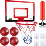 DEEKIN İç mekan mini basketbol çemberi seti, 4 top ve diğer basketbol aksesuarları ile kapı üstü basketbol potası, gençler ve yetişkinler için, Noel doğum günü hediyeleri, kapı ve duvar odası oyunu