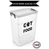 DEEMBRO 13-15 Kg (32 Lt ) Kedi Mama Saklama Kabı Kedi Maması Saklama Kabı Kutusu Hava Almaz Büyük Boy