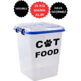 Deembro 15 kg Kedi Maması Saklama Kabı Kutusu Sızdırmaz Vakumlu Silikonlu Hava Almayan 35 lt Dir