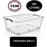 Deembro 50 Lt Tekerlekli Saklama Kutusu 50 Lt Tekerlekli Saklama Kabı Büyük Depolama Kutusu Büyük Saklama büyük boy