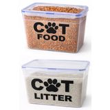 DEEMBRO 9lt+9 lt 2li set Kedi Maması Saklama Kutusu ve kedi kumu saklama kutusu Sızdırmaz contalı silikonlu