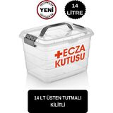 Deembro Ecza Kutusu 14lt Ev Için Organizer Ilaç Saklama Kabı Büyük Boy Üsten Tutmalı Kilitlenebilir Klipsli 14 Lt büyük boy