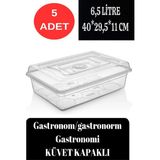 Deembro Gastronom Küvet 5 Adet Küvet Kapaklı Gastronomi Küveti 6,5 Lt Ekmek Pizza Pide Hamur Teknesi