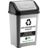 Deembro Geri Dönüşemeyen Atıklar Kutusu Tek Kapaklı Sıfır Atık Kutusu 50 Lt Geri Dönüşüm Kutusu Atık Kovası Plastik Büyük Boy 31*43*68 cm Atık Kutusu