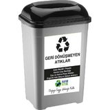 Deembro Geri Dönüşmeyen Sıfır Atık Kutusu 50 Lt Geri Dönüşüm Kutusu Atık Kovası Plastik Büyük Boy 33*43*60 cm Geri Dönüşemeyen
