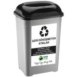 Deembro Geri Dönüşmeyen Sıfır Atık Kutusu 50 Lt Geri Dönüşüm Kutusu Atık Kovası Plastik Büyük Boy 33*43*60 cm Geri Dönüşemeyen