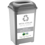 Deembro Geri Dönüşüm Kutusu Sıfır Atık Kutusu 50 Lt Metal Büyük Boy Plastik Etiketli Atık Toplama Kutusu