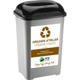 Deembro Geri Dönüşüm Kutusu Sıfır Atık Kutusu 50 Lt Plastik Büyük Boy Organik Etiketli Atık Toplama Kutusu