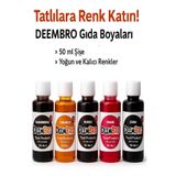 DEEMBRO Gıda Boyası 5 X 50 ml Toplam 250 ml Kahverengi Bordo Pembe Turuncu Siyah Sıvı Gıda Boyası Seti