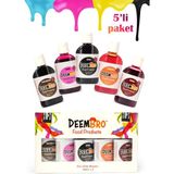 Deembro Gıda Boyası 5 x 50 Ml=toplam 250 ml Kahverengi Bordo Pembe Turuncu Siyah Sıvı Gıda Boyası - 250 gr