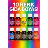 Deembro Gıda Boyası Seti Sıvı 10 Adet 10 Renk 10 ml x 10 Adet Su Bazlı Likit Gıda Boyaları 10 Lü Set - 100 gr