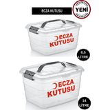 Deembro Kızılay Logolu Ecza Kutusu 2 Adet 14 Lt + 8,5 Lt Ecza Dolabı Çantası Ilaç Kutusu Ilaç Saklama Kabı - 2 adet 14 lt+8,5 lite - Beyaz