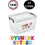 Deembro Oyuncak Saklama Kutusu 14 Lt Düzenleyici Çocuk Odası Dolap Içi Kilitli Baskılı Oyuncak Saklama Kabı - Şeffaf