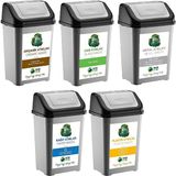 Deembro Sıfır Atık Kutusu 50 Lt* 5 Adet Geri Dönüşüm Kutusu Tek Kapaklı Kağıt Organik Cam Plastik Metal
