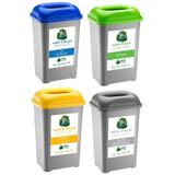 DEEMBRO Sıfır Atık Kutusu 50 Lt Geri Dönüşüm Kutusu Atık Kovası Plastik Büyük Boy Atık Kutusu 4 Lü Set