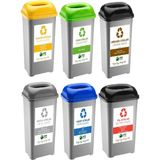 Deembro Sıfır Atık Kutusu 50 Lt Geri Dönüşüm Kutusu Atık Kovası Plastik Büyük Boy Atık Kutusu 6 Adet