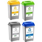 Deembro Sıfır Atık Kutusu 50 Lt Geri Dönüşüm Kutusu Atık Kovası Plastik Büyük Boy Atık Kutusu Plastik Kağıt metal Cam 4 lü set hazır şekilde gönderilir