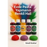 Deembro Sıvı Gıda Boyası Seti 5'li 5 Renk 50 ml Kırmızı Mavi Mor Sarı Yeşil