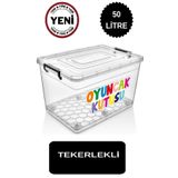 DEEMBRO Tekerlekli 50 Lt Oyuncak Saklama Kutusu 50 Lt Oyuncak Saklama Kabı 41*60*30 Cm
