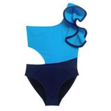 Deep Beach DB200566CM Kolu Volan Detaylı Mavi Kız Çocuk Mayo
