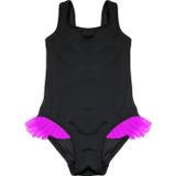 Deep Beach DB200618CM Siyah Pembe Fırfır Detaylı Kız Çocuk Mayo