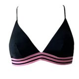DEEP BEACH DB20088BU SİYAH PEMBE LASTİKLİ KAPLI ÜÇGEN BIKINI ÜSTÜ SİYAH 34