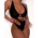 Deep Beach Halka Aksesuarlı Cut Out Mayo DB200781MA - 38 - Siyah
