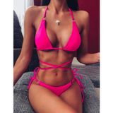 Deep Beach Ip ve Halka Detaylı Bikini Takım - 36 - Fuşya