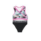DEEP BEACH Palmiye baskılı halter kesim kız çocuk bikini takımı DB200723BT BASKILI 8-9 Yaş