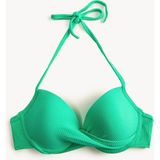 Deep Beach Push Up Boyundan Bağlamalı Balenli Dokulu Bikini Üstü - Haki - 38