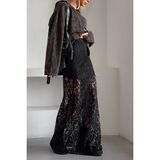 Deep Beach Retro dantel maxi etek - Siyah