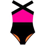 DEEP BEACH SİYAH-NEON PEMBE KIZ ÇOCUK MAYO DB200703CM Neon Pembe 9-10 Yaş