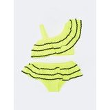 Deep Beach Sutaşı Detaylı Kız Çocuk Bikini Takım - 5 - 6 Yaş - Neon Sarı