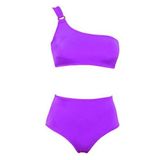 Deep Beach Tokalı Bikini Üst Yüksek Bel Alt Bıkını Takım DB200564BT - 40 - Lila