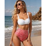 Deep Beach Toparlayıcı Bikini Üst, Yüksek Bel Bikini Takım - 34 - Beyaz