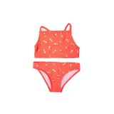 DEEP BEACH Varak baskılı kız çocuk bikini takım NEON TURUNCU 3-4 Yaş