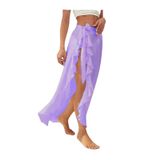 DEEP BEACH VOLAN DETAYLI VİSKON PLAJ ETEĞİ DB2202PL LİLA Standart Boy