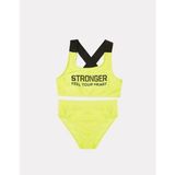 Deep Beach Yazı Baskılı Kız Çocuk Bikini Takım DB200773BT - 6 - 7 Yaş - Neon Sarı