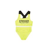 Deep Beach Yazı Baskılı Kız Çocuk Bikini Takım DB200773BT - 7 - 8 Yaş - Neon Sarı