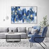 Deep Blue Yağlı Boya Dokulu Tablo 75X100 Gold Çerçeveli