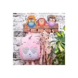 Deep Creative Çocuk Odası Duvar Askılığı 4 Askılı Montessori Doğal Ahşap Uv Baskılı Şapkalı Baykuş