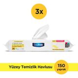 Deep Fresh Iz Bırakmaz Mop Uyumlu Yer Temizleme Havlusu 50 Yaprak 3 Adet | Limon Yağlı | Karbonat, Beyaz Sirke