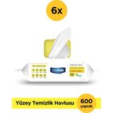 Deep Fresh İz Bırakmaz Yüzey Temizlik Havlusu 100 Yaprak 6 Adet | Limon Yağlı | Karbonat, Beyaz Sirke